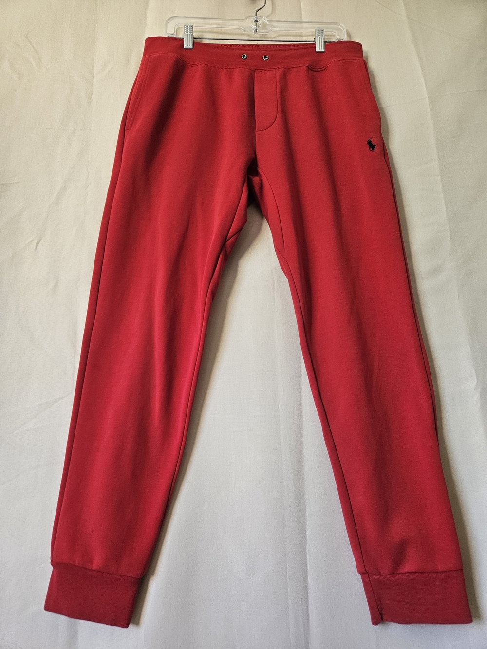 Ralph Lauren Red Cotton Track Joggers with Polo Logo Size M